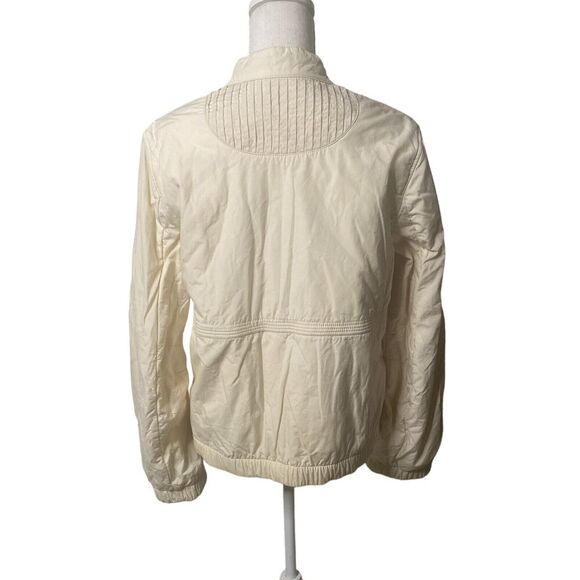 BCBG MAXAZRIA Beige Pleated Jacket Womens Size Medium Full Zip Pockets - Picture 7 of 13
